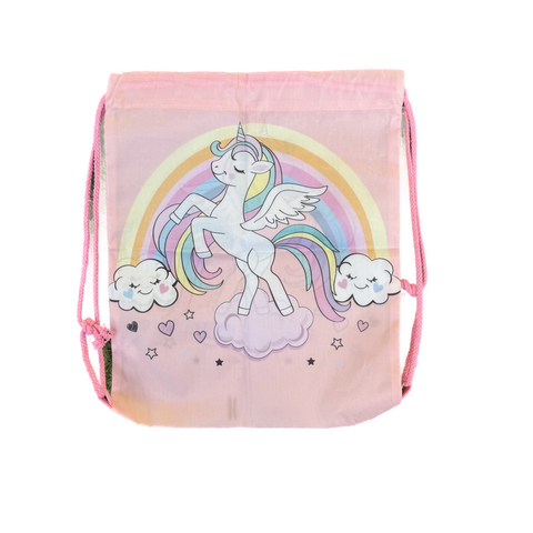 Pastel Pink Unicorn Drawstring Bag