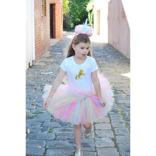 Handmade Rainbow Unicorn Dress-Up Set with Headband