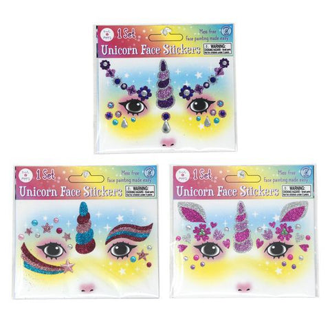 Unicorn Glitter Face Stickers