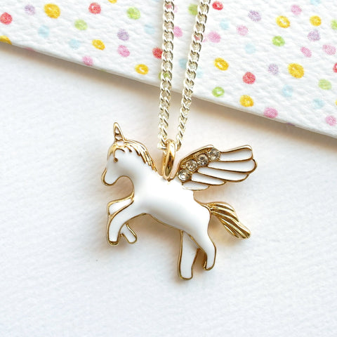 Gold Flying Unicorn Necklace