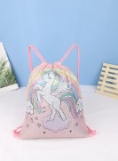 Pastel Pink Unicorn Drawstring Bag