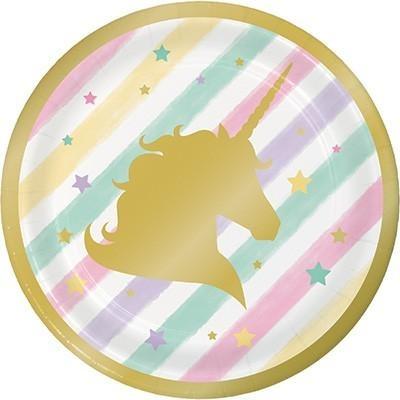 Unicorn Sparkle Gold Foil Lunch Plates