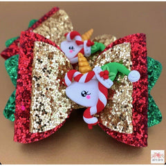 Unicorn Christmas Candy Cane Bow - Finding Unicorns