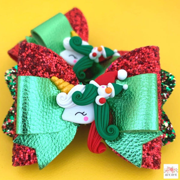 Unicorn Christmas Snowman Bow