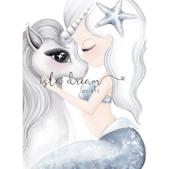 Cotton & Coral - Unicorn and Mermaid Artwork (Blue) - Finding Unicorns