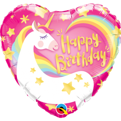 Heart Shaped Happy Birthday Unicorn Balloon - Finding Unicorns