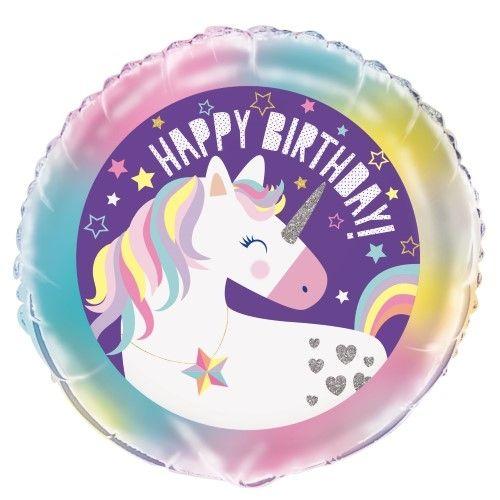Happy Birthday Metallic Unicorn Balloon