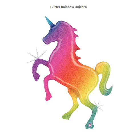 Large Glitter Holographic Unicorn Balloon - Finding Unicorns