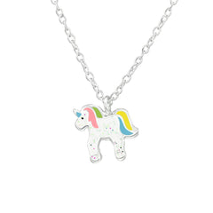 Sparkly Sterling Silver Unicorn Necklace